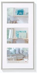 walther design Moldura de fotos prateada 3X 15 x 20 cm galeria com passepartout, moldura de plástico New Lifestyle KV320S