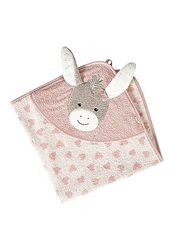 Sterntaler Badhanddoek met capuchon 80 x 80 cm ezel Emmi Girl flora rose met applicatie ezelkop en aangezette oren