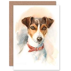 Fine Art Prints Dog Jack Russell Watercolour Greeting Card With Envelope Inside Premium Quality