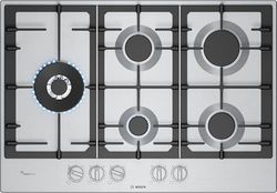 Bosch - Placa de Gas, Serie 6, 75 cm de ancho, 5 Zonas de Cocción, FlameSelect, GasStop, blanco, PCS7A5I90