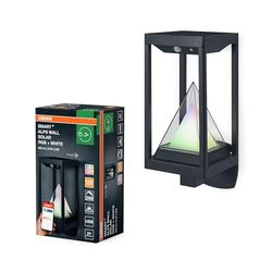 OSRAM SMART+ ALPS applique solare da esterno Bluetooth con sensore, luce bianca calda (3000K) e colorata, senza alimentazione, fino a 2,5 ore al 100% di luce, ricaricabile con cavo USB-C, IP44