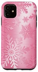 Custodia per iPhone 11 Fiocco di neve Rosa gradiente sfondo Rosa Natale