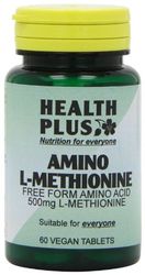 Health Plus Amino L-Methionine 500mg Amino Acid Supplement - 60 Tablets