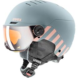 uvex Rocket Jr Visor - Casque de Ski pour Enfants - avec Visière - Réglage de la Taille Individuel - Rhino - Blush Matt - 54-58 cm