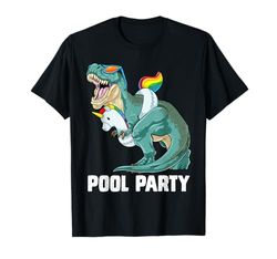 Pool Party T Rex Dinosaurio Unicornio Flotador Verano Rainbow Camiseta
