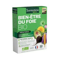 Santarome Bio - Bien-Être, Complément Alimentaire Foie & Digestion, Détox - Plantes Bio - Artichaut, Radis Noir, Pissenlit - Hépatonic, 20 Ampoules, Végan, Made In France