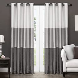 Exclusive Home Chateau Striped Faux Silk Grommet Top Window Curtain Painéis de cortina para janelas - 54" x 84"