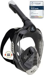 CRESSI Bali Full Face Mask Black/Grey S/M - Snorkelmask Unisex Integral, Bred Klar Sikt, Anti fog system, Lätt att Andas, Torrsnorkel med Flytventil, Justerbar Rem, Svart/Grå, S/M
