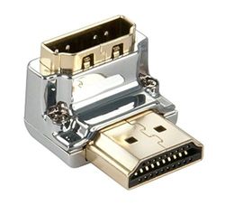 LINDY CROMO HDMI macho para HDMI fêmea adaptador de ângulo reto de 90 graus - abaixo