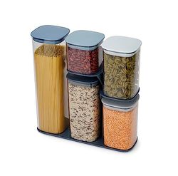 Joseph Joseph Set de 5 Frascos de Almacenamiento de Alimentos Herméticos con Soporte, Azul
