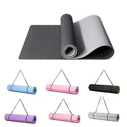 Good Nite Gymnastiekmat, yogamat, fitnessmat, antislip, trainingsmat, sport, turn, pilates, mat met draagriem, 183 x 61 x 0,6 cm (grijs/zwart)