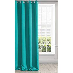 Eurofirany Logan Gordijn ondoorzichtig, blackout, satijn verduisteringsgordijn met oogjes 1 stuk. Ooggordijn, elegant, glad, effen, woonkamer, slaapkamer, donkerturquoise, 135 x 250 cm