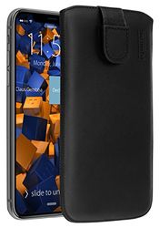 mumbi Äkta läderfodral kompatibelt med iPhone X/XS svart – 5,85 tum