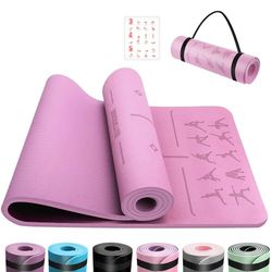 OUTDOUSE Yogamat, TPE, 6 mm dik, huidvriendelijke yogamat, antislip, gymnastiekmat, pilates, gymnastiek, meditatie, stretching met draagriem, voor thuis, work-out, sportmat, 183 x 61 cm