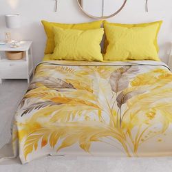PETTI Artigiani Italiani - Sprei voor tweepersoonsbed, lente en zomer, lichte deken voor tweepersoonsbed, beddengoed, palmgeel, 100% Made in Italy