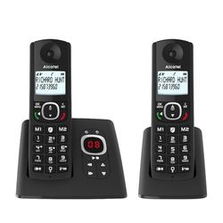 ALCATEL F530 Voice Duo - Téléphone Fixe Sans Fil DECT Avec Répondeur - Grand Écran Rétroéclairé - Mains Libres - Fonction Blocage Des Appels - 2 Touches De Mémoires Directes - 2 Combinés - Noir