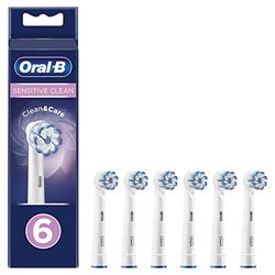 Oral-B Sensitive Clean Lot de 6 têtes de brosse à dents électrique avec technologie Clean & Care Poils extra doux pour enlever doucement la plaque dentaire Blanc