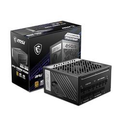 MSI MPG A1000G PCIE5 Alimentatore Spina EU (1000W), certificato 80 Plus Gold, ATX 3.0 100% modulare, supporto GPU PCIe 5.0, 105°C condensatori giapponesi, 0% RPM Mode, cavi piatti - 10 anni garanzia