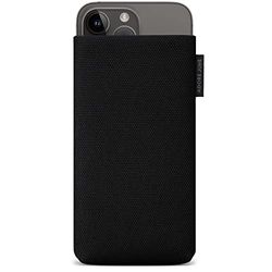 Adore June Custodia Classic Recycled Nero compatibile con iPhone 14-15 Plus/iPhone 14-15 Pro Max, Tessuto moderno in R-PES sostenibile. Prodotto in Europa