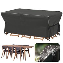 Velway Afdekking voor tuinmeubelen, waterdicht, 180 x 120 x 74 cm, winddichte beschermhoes met reflecterende strepen, 600D Oxford meubelsets, afdekking, stofdicht, afdekhoezen voor tuintafel,