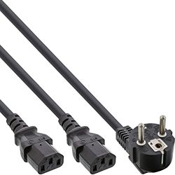 InLine 16657E net-Y-kabel, 1 x geaarde stekker voor 2 x koudestekker 3 m.