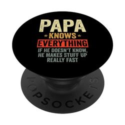 Papá lo sabe todo: divertido Día del Padre, papá PopSockets PopGrip Adhesivo