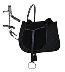 PFIFF 102292 Zadelset, complete uitrusting voor pony's en houten paarden, pluche paarden, zwart