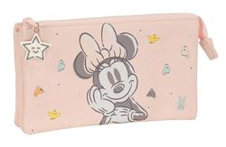 Safta Minnie Mouse Baby - Astuccio triplo, astuccio per bambini, ideale per bambini in età scolastica, comodo e versatile, qualità e resistenza, 22 x 3 x 12 cm, colore rosa chiaro, rosa chiaro,