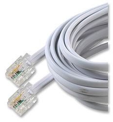RJ11 mannelijk naar mannelijk breedband/ADSL verlengsnoer, 20 m wit