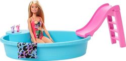 Barbie muñeca Rubia de 30 cm con Piscina, tobogán y Accesorios, Regalo para niñas y niños 3-9 años (Mattel GHL91)