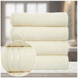 GC GAVENO CAVAILIA Large Towels Bath Sheet - Highly Absorbent Egyptian Cotton Towel Set - 4 Pack Extra Soft Large Bath Towel Cream - Quick Dry Bath Sheets - 450 GSM Washable Towels, 75 x 135 cm