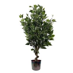 Leaf Kunstboom met bloempot, gemengde materialen, groenblijvend groen, Ficus, meerkleurig, 110 cm