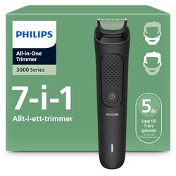 Philips Multigroom 3000 Series All-in-One 7-Piece Trimmer - Shaver and Clipper for Face & Head, Self-Sharpening Skin-Friendly Blades, 10 Length Settings, Model MG3930/15