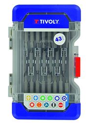 Tivoly - Cofanetto da 43 punte di avvitamento lunghe – Impronte per la maggior parte delle viti – Punte avvitabili lunghe con cofanetto Ranger Box antiurto, coperchio trasparente e sicuro antifurto