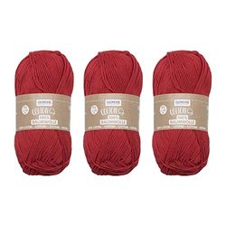 GLOREX 5 1004 52 - Set van 3 stuks katoen van 100% katoen, elk 50 g in rood, veelzijdig, zacht en wasbaar