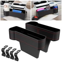 Porte-gobelet de Voiture en Cuir synthétique - Organiseur de Voiture - Boîte de Rangement pour café, Boisson, Bouteille, Lait - Lot de 2 pièces pour conducteur Principal et Passager