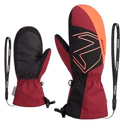 Ziener Lavalino - Muffolo da sci per bambini, impermeabile, extra caldo, lana, rosso, 4,5