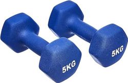 Amazon Basics Halters, 2 stuks, dumbbell, neopreen, 2 x 5 kg, in totaal 10 kg, blauw