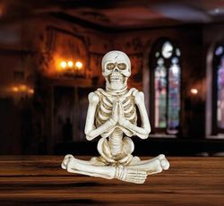 FIESTAS GUIRCA | Polyresin Sitting Skeleton (19x14 cm) - Halloween Decoration for Parties and Celebrations - Ideal for Spooky Environments and Scary Scenes