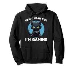 Can't Hear You I'm Gaming Controlador de videojuegos de gato Sudadera con Capucha