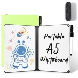 AGM A5 Portatile Lavagna Cancellabile, bifacciale scrivibile, con Pennarello, Scrive Senza Intoppi per Studio, Bozza, Appunti, Nessuna magnetiche