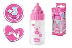 Simba 105560009 - New Born Baby Magische melkfles met geluid, melkfles met verdwijnende melk, 3 babygeluiden, 13 cm, voor kinderen vanaf 3 jaar