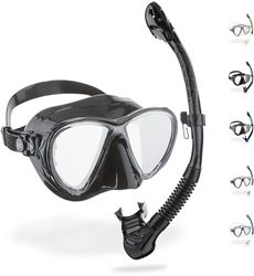 Cressi Big Eyes Evo Conjunto combo de snorkel, Unisex Adulto, Negro/Negro Lentes de espejo, Talla Única