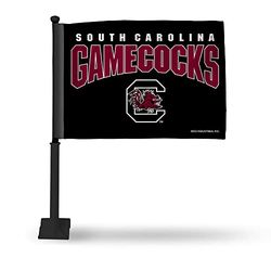 Rico NCAA South Carolina Car Flag with Black Pole, 8 x 1, Logo Color