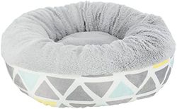 Lit Douillet Sunny, Ronde, en Peluche, 35 × 13 cm, Multicolore/Gris