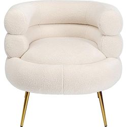 Kare Design Cocktailstoel Livelli, wit, 150 kg max. belastbaarheid, stoel met armleuning, gestoffeerde stoel, glamour, moderne stoel voor woonkamer, stalen poten in goud, 77,5 x 74 x 73,6 cm (H x B x