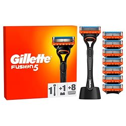 Gillette Fusion 5 Rasoio Uomo, 1 Rasoio a Mano Libera, 8 Lamette da Barba da 5 Lame, Rasatura Confortevole, Manico Ergonomico con Rifinitore di Precisione, Fino a 1 Mese di Rasatura, sin valentino