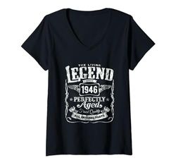 Mujer 78th Birthday Living Legend Since 1946 Classic Vintage Camiseta Cuello V