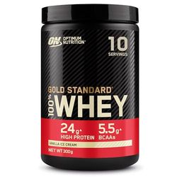 Optimum Nutrition Gold Standard 100% Whey Muscle Building and Recovery Protein Powder with Naturally Occurring Glutamine and BCAA Amino Acids, Vanilla Ice Cream Flavour, 10 Servings, 300g