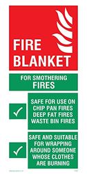 Viking Signs, insegna con scritte: "Fire Blanket Instructions For Use Sign" (lingua italiana non garantita), vinile, 200 mm x 100 mm (altezza x larghezza) (modello FZ387-P12-V)
